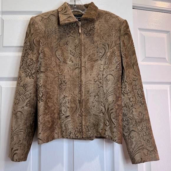 Womens Giancarlo Ferrari Vintage GOLD Jacket GYPSY Festival BOHO lined Zip - Picture 4 of 12